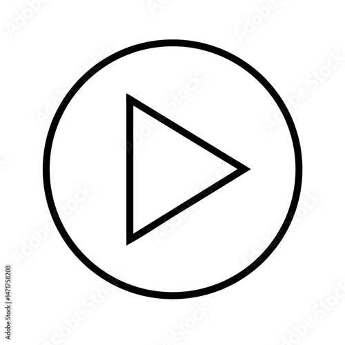Monochrome Play Button Icon Vector Illustration