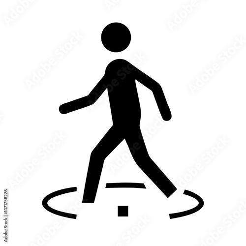 Monochrome Pedestrian Crossing Area Icon Vector Illustration