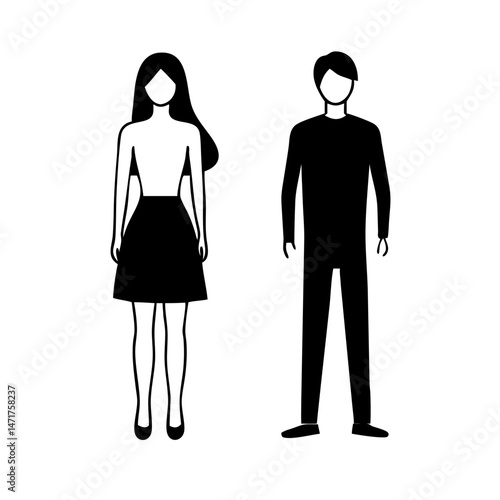 Monochrome Male and Female Gender Symbols Vector Illustration