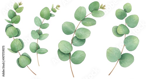 Eucalyptus branches illustration green foliage botanical design
