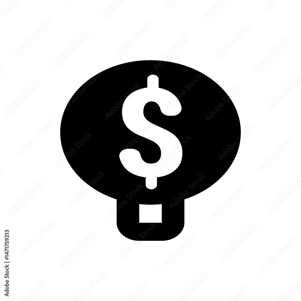 A black lightbulb icon with a white dollar sign inside it representing financial ideas and innovation A black lightbulb icon with a white dollar sign inside it representing financial ideas and innovation