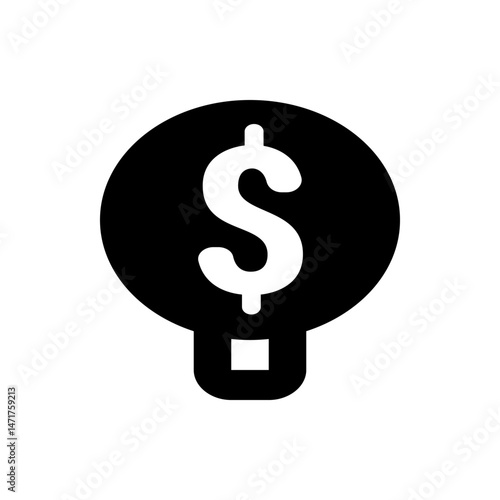 A black lightbulb icon with a white dollar sign inside it representing financial ideas and innovation