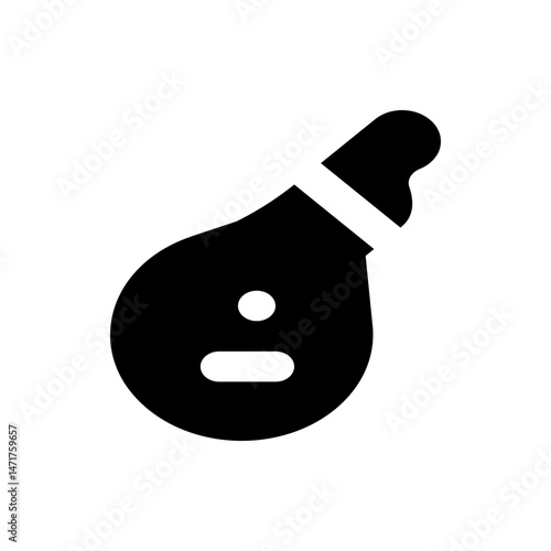 Illustration of a black chicken leg with white accents on a white background in a simple style