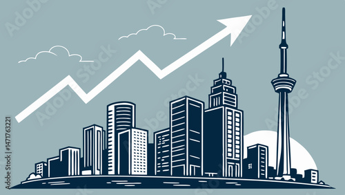 : "Man with Briefcase Running Up Arrow Toward Career Success"