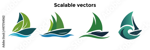 Stylized Sailboat Vector Illustrations – Scalable and Vibrant Nautical Designs for Graphic Projects