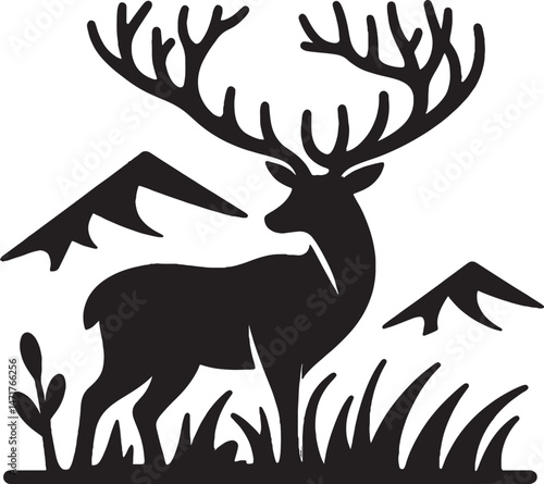 Detailed Illustration of a Majestic Deer in a Natural Setting