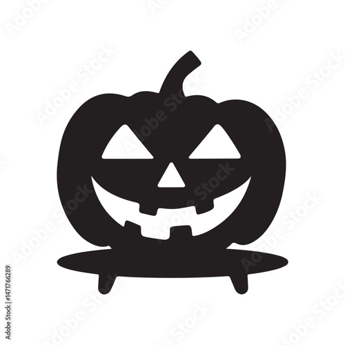 Black silhouette of a Halloween pumpkin vector illustration on a white background