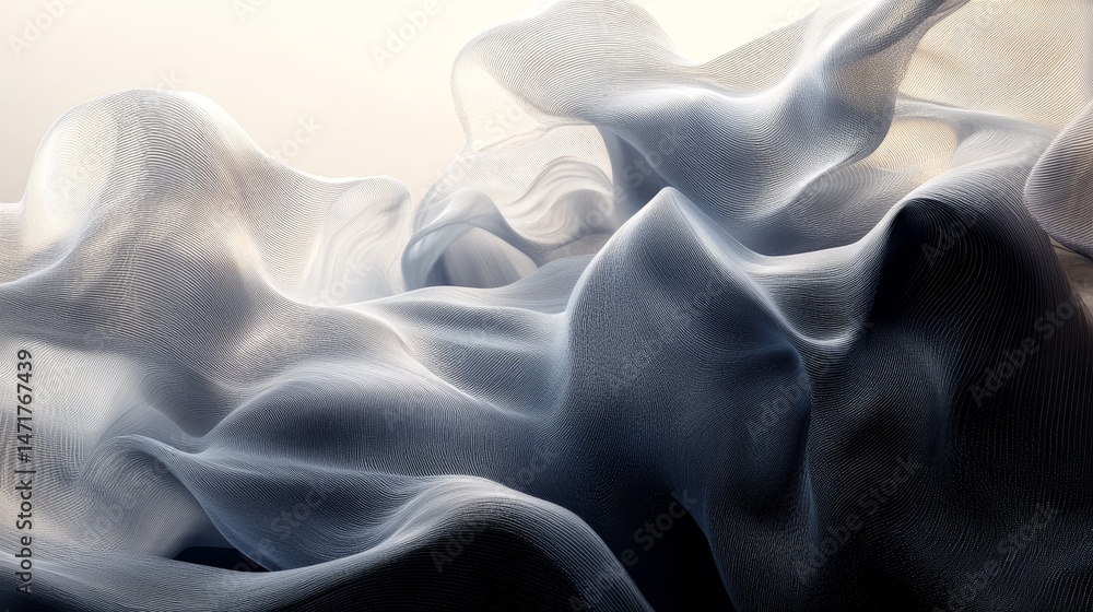 Obraz premium Flowing, translucent fabric drapes in soft light.