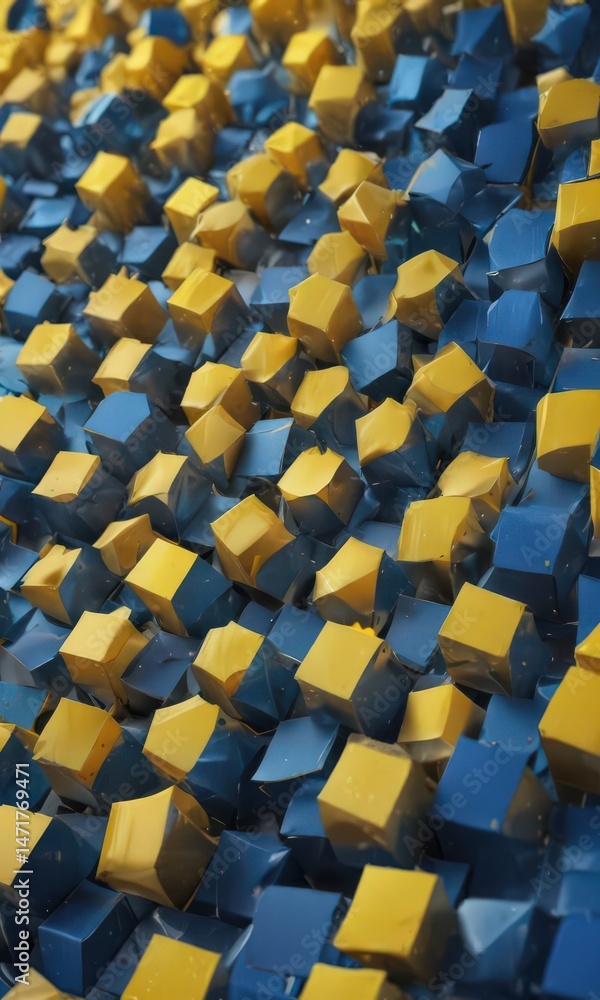 Fototapeta premium Abstract blue yellow gradient geometric shapes background, vibrant, nature, polygons