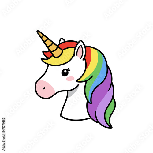 Colorful unicorn character icon against a white background  