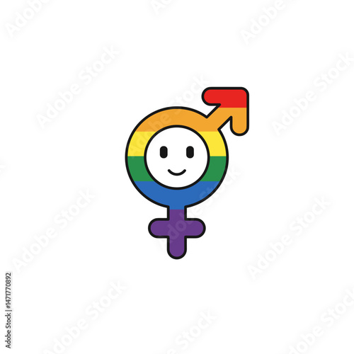 Pride Icon Featuring Gender Symbols and Smiling Face  
