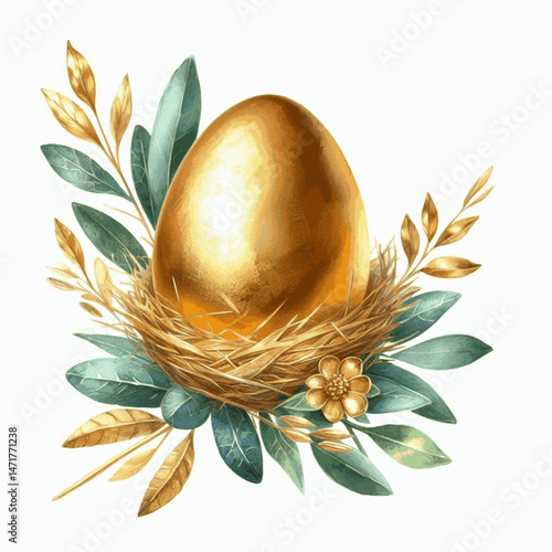 Gilded Egg Watercolor easter gold egg isolated vector illustration svg
