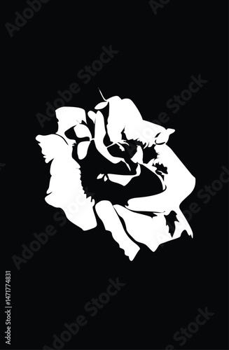 stencil rose black and white, threshold