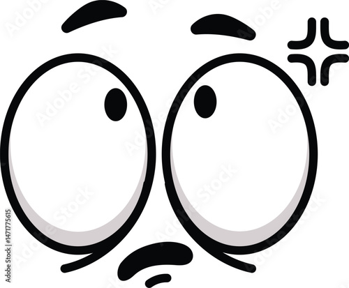 Cartoon eyes expressing confusion and distrust, showing suspicion and disbelief, with a funny and expressive design perfect for conveying doubt or uncertainty