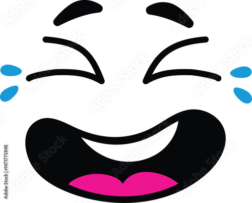 Joyful face featuring tears of joy, rolling on the floor laughing emoji radiates extreme amusement and happiness, capturing the essence of humor and delight in a playful expression