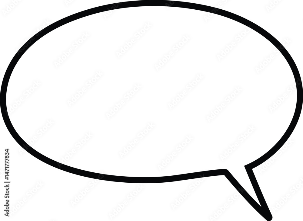 Oval empty speech bubble featuring a black outline, isolated on a white background, symbolizing communication and dialogue, perfect for expressing thoughts and ideas Oval empty speech bubble featuring a black outline, isolated on a white background, symbolizing communication and dialogue, perfect for expressing thoughts and ideas