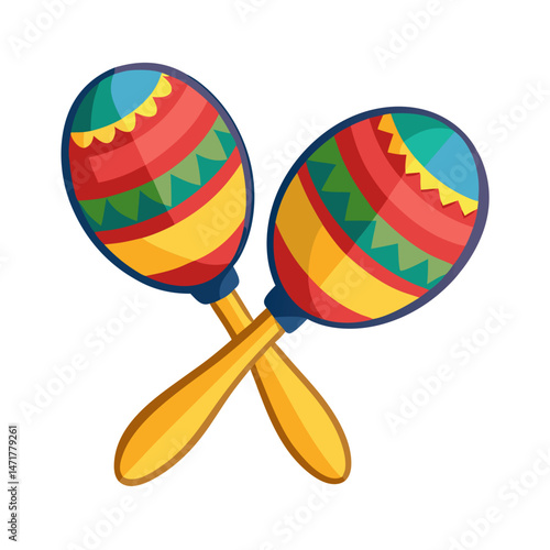 a pair of colorful maracas no background vector file.