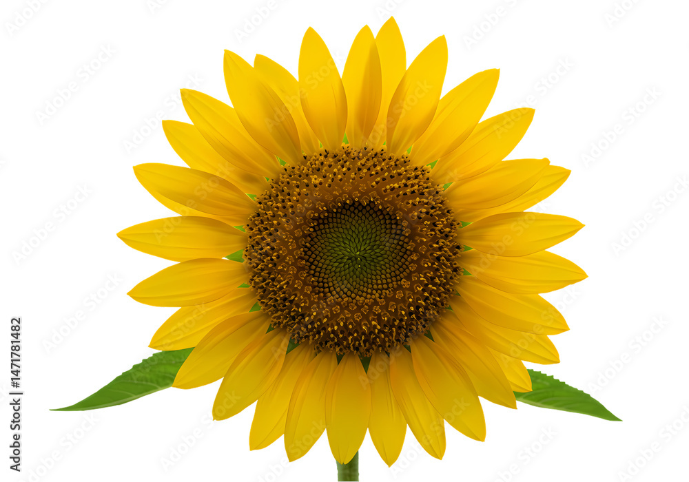 Fototapeta premium Vibrant Yellow Sunflower Closeup on Transparent background