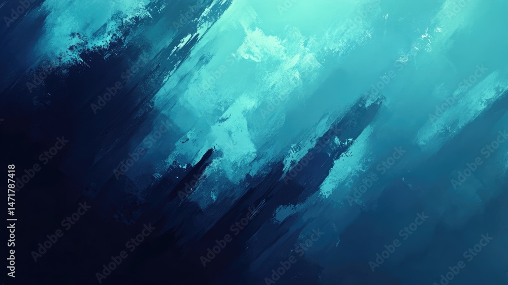Fototapeta premium Abstract Teal and Blue Brushstrokes: A Digital Painting
