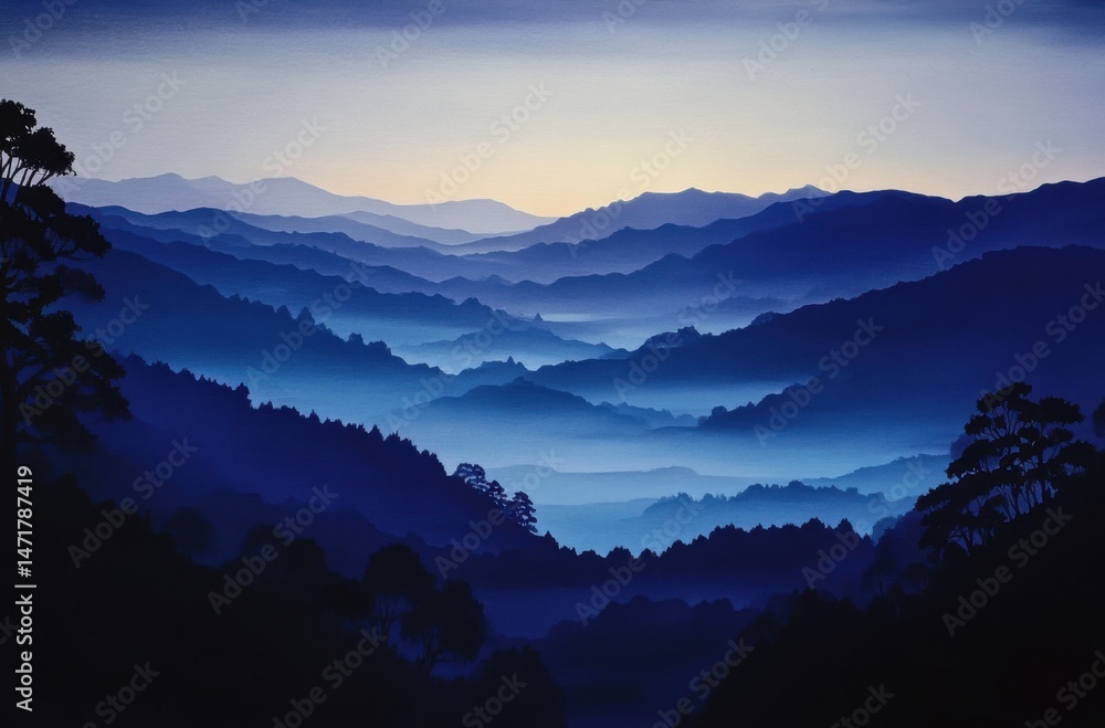 Fototapeta premium First light of dawn on rural landscape