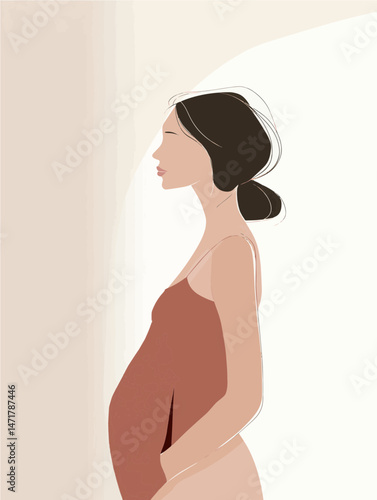 pregnant woman holding her belly
