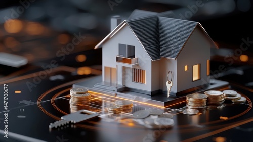 Digital Real Estate Finance and Investment Concept investment finance digital property home house ai