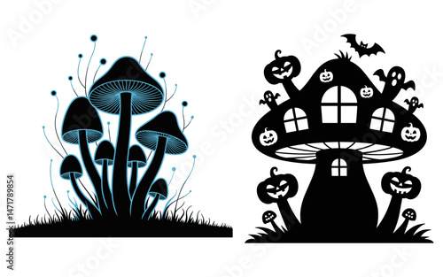 Mushroom vector design, vector illustration,  Mushroom design, silhouette style.
