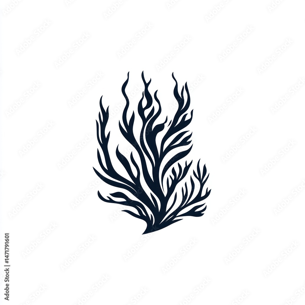 Stylized seaweed illustration, ocean background, design element Stylized seaweed illustration, ocean background, design element