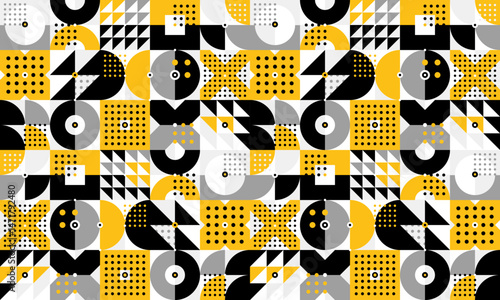 Seamless vector abstract background in yellow color, geometric seamless pattern, tiling endless wallpaper with geometrical shapes structure.