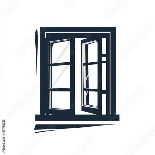 Open window, daylight, sill, panes, home, interior design, illustration