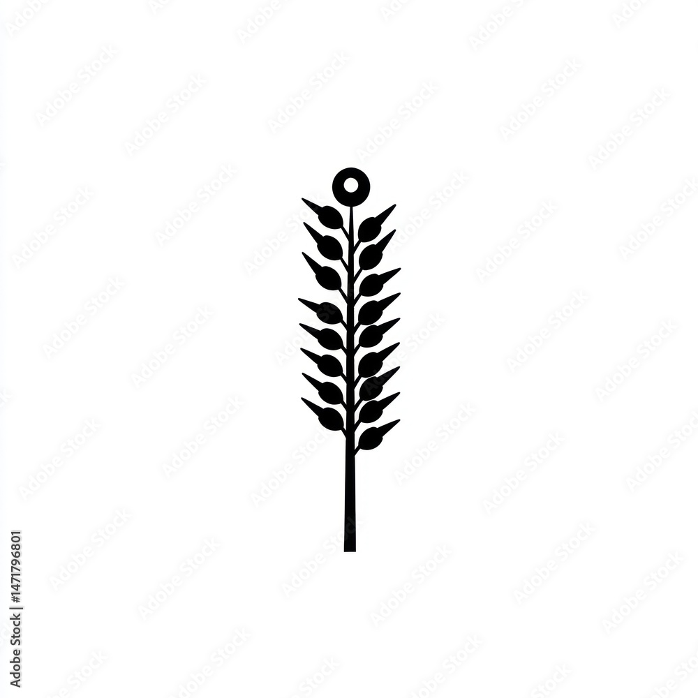 Wheat stalk, simple design, white background, agricultural symbol, food packaging Wheat stalk, simple design, white background, agricultural symbol, food packaging