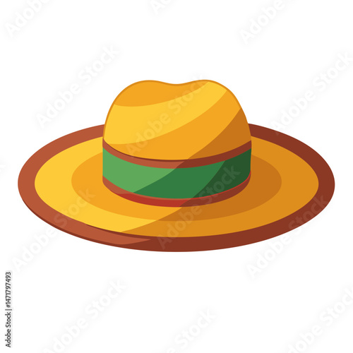 straw hat or panama hat with a wide brim no background vector file.