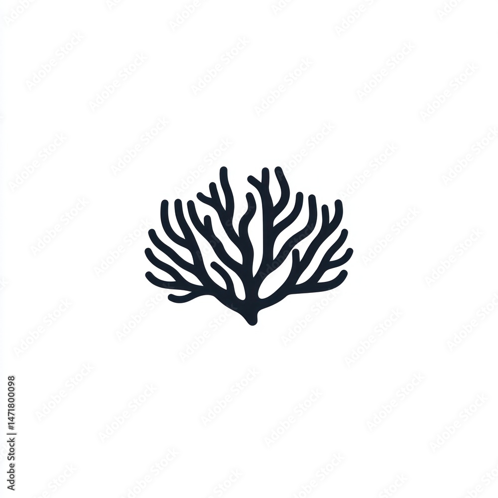 Obraz premium Black coral illustration, ocean life, marine design, underwater background, website icon