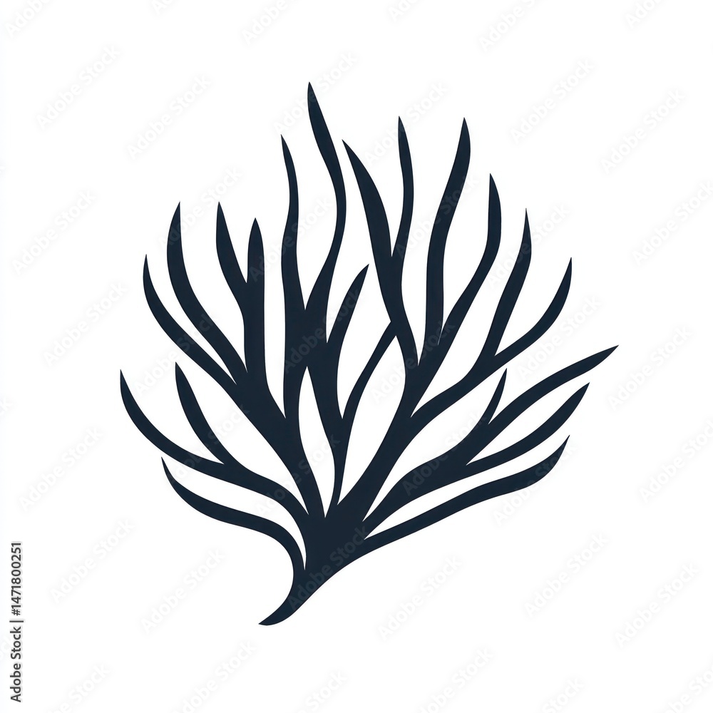 Fototapeta premium Stylized seaweed illustration, ocean background, design element (1)