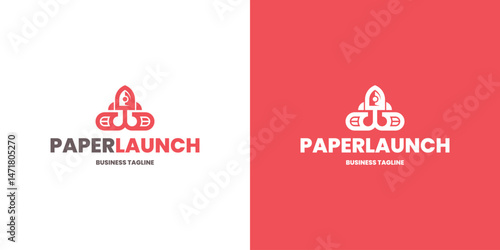 rocket paper logo vector