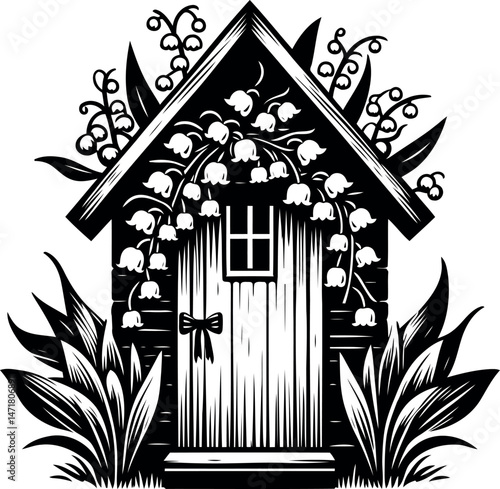 Cottage adorned with Lily of the Valley
