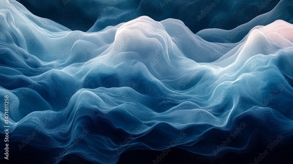 Obraz premium Abstract digital illustration of flowing, mountainous shapes.