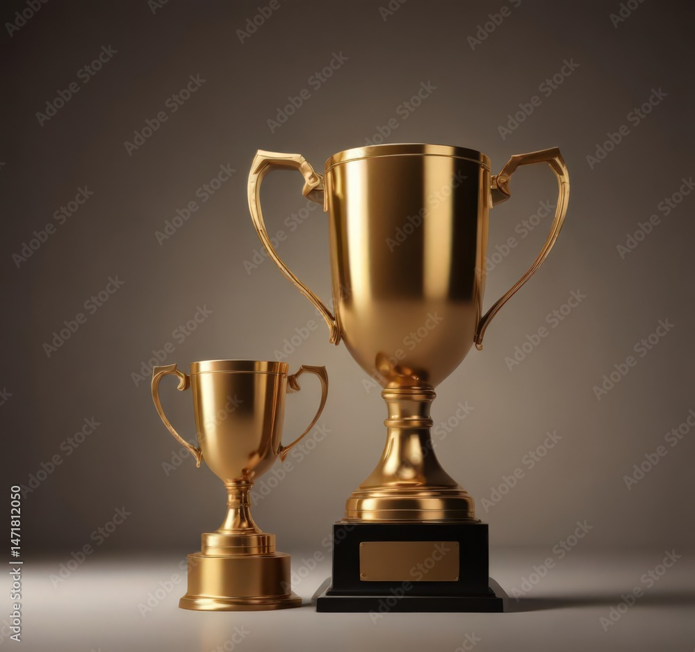 Abstract bronze trophy silhouette with gleaming golden cup, modern design , metallic, shape Abstract bronze trophy silhouette with gleaming golden cup, modern design , metallic, shape