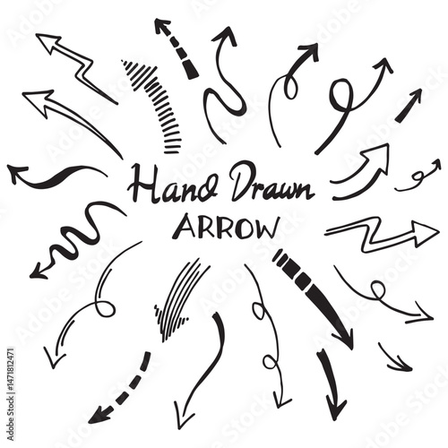 A Versatile Collection of Hand-Drawn Arrows Representing Direction Flow Navigation Guidance and Stylistic Elements for Design Projects and Presentations