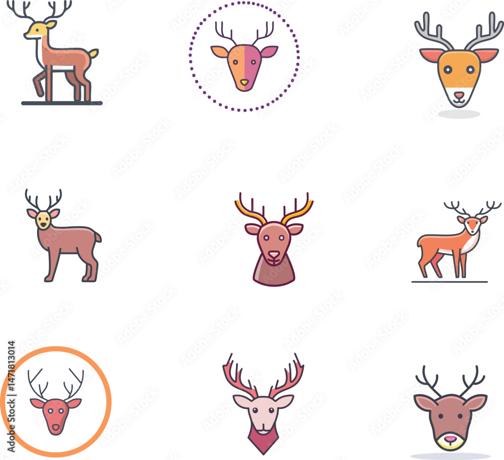 Obraz premium set of vector icons deer