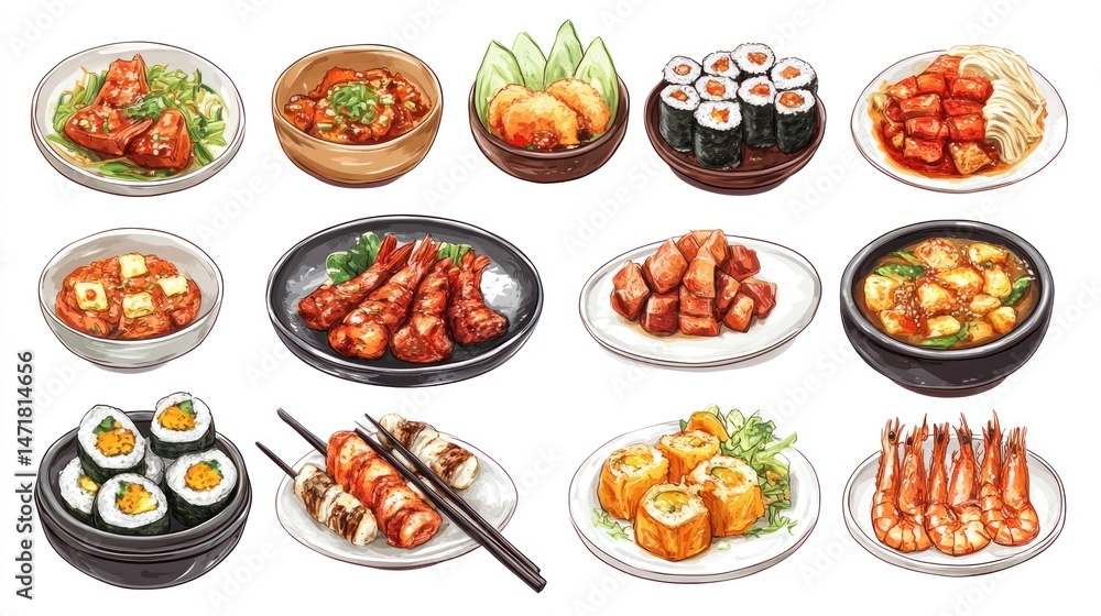 Diverse Asian dishes Diverse Asian dishes