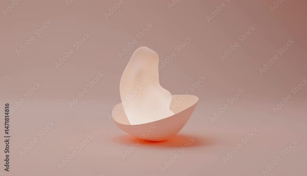 Abstract Ceramic Sculpture with Soft Light on Pale Pink Background Abstract Ceramic Sculpture with Soft Light on Pale Pink Background