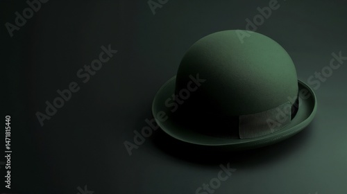 Obraz na płótnie Green Bowler Hat on Dark Background 