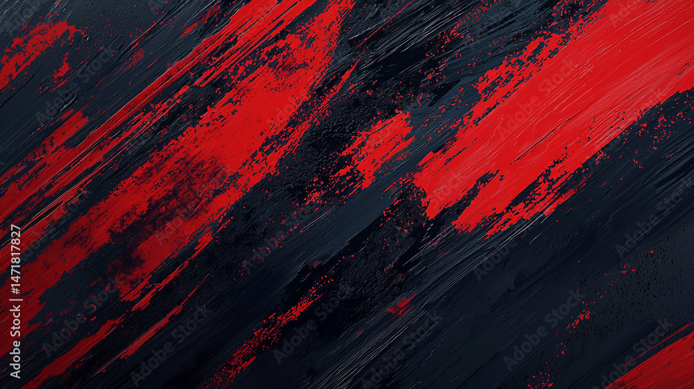 Obraz premium Abstract background with red and black diagonal brush strokes creating a dynamic pattern