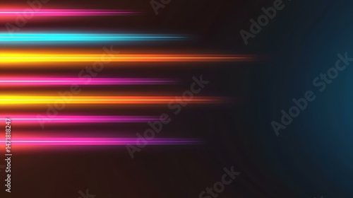 Wallpaper Mural The image contains several horizontal streaks of vibrant neon light in varying colors, including pink, orange, yellow, and teal, set against a dark, almost black background.  The lights appear to be Torontodigital.ca