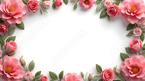 Wallpaper Mural Flower frame floral pattern vector illustration background isolated white  Torontodigital.ca