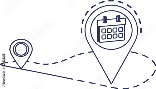 Creative Design Showing Location Pin and Calendar for Planning Events Efficiently