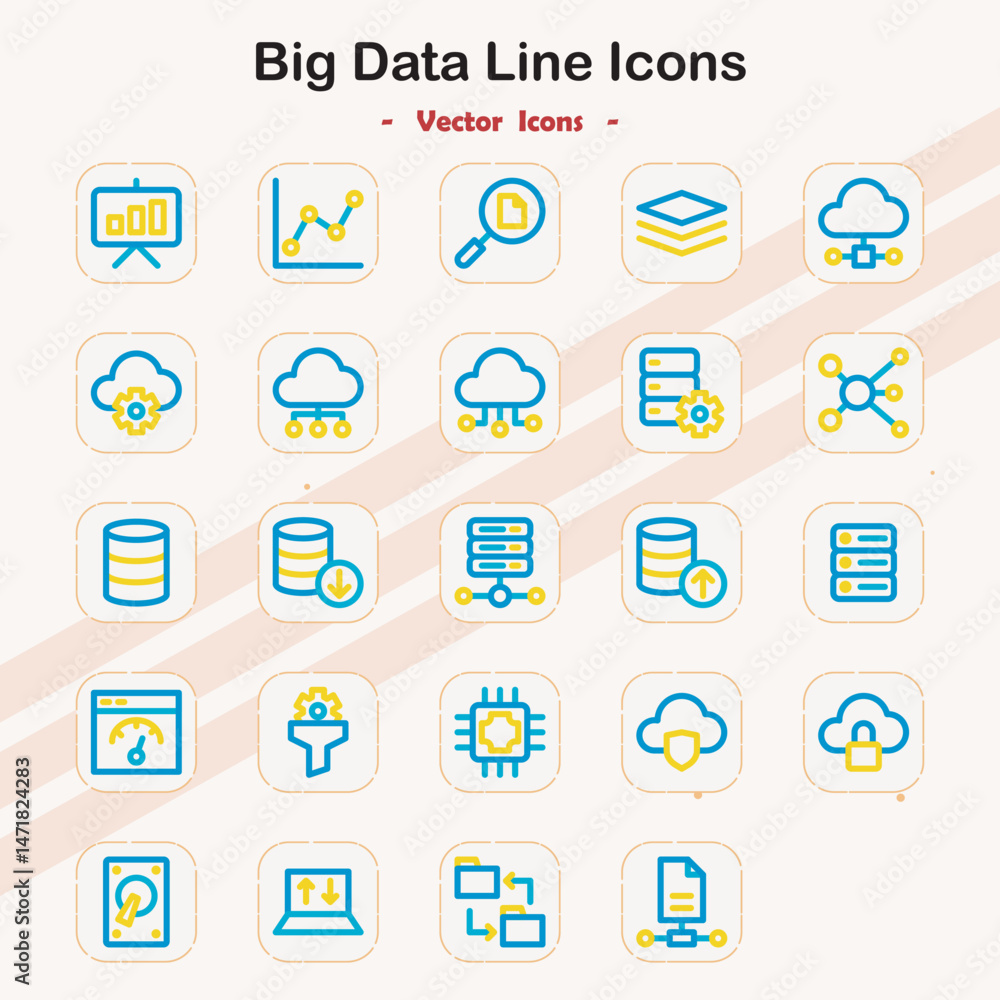 Big Data and Data Analytics Line Icons Big Data and Data Analytics Line Icons