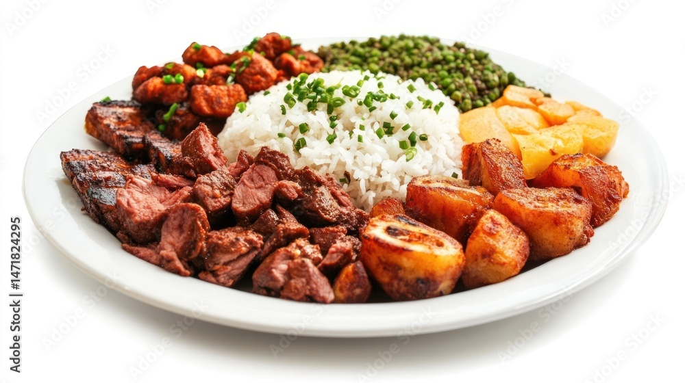 Diverse plate of rice, meat, and vegetables (1) Diverse plate of rice, meat, and vegetables (1)