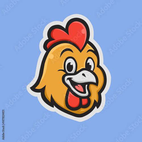 funny cartoon of chicken's head logo design